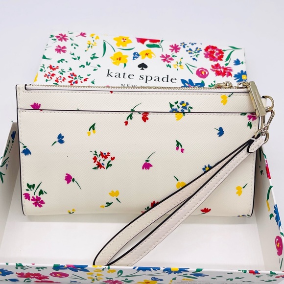Kate Spade Staci Garden Bouquet Boxed Zip Wristlet Cream Multi - Picture 7 of 8